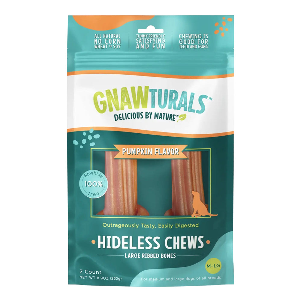 Gnawturals Hideless Chews Ribbed Bone Pumpkin Large 2 Count for your Pet Dog with Pet Store X!