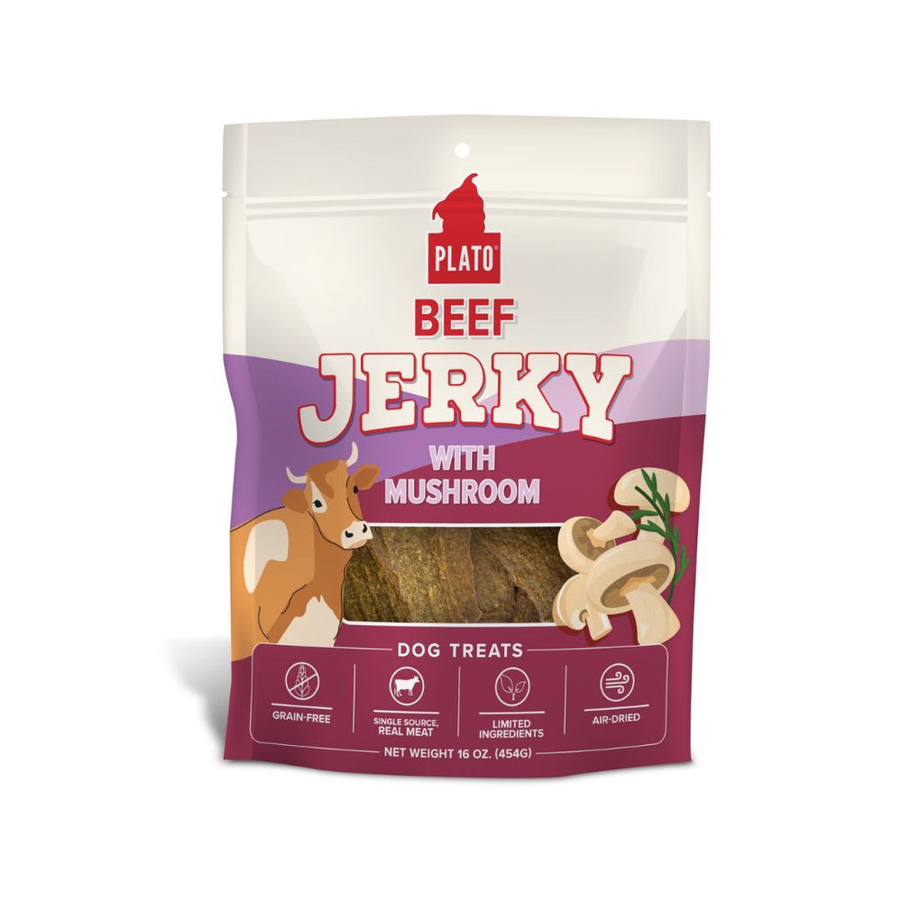 Plato Dog Jerky Beef With Mushroom 16Oz