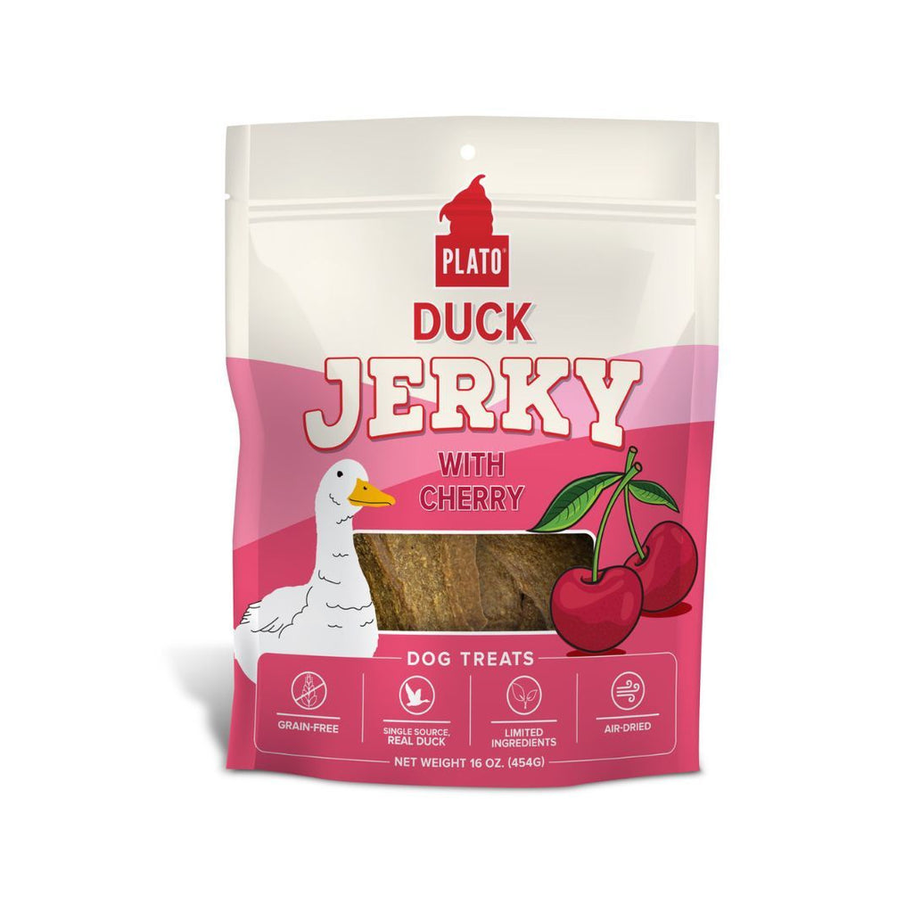 Plato Dog Jerky Duck With Cherry 16Oz for your Pet Dog with Pet Store X!