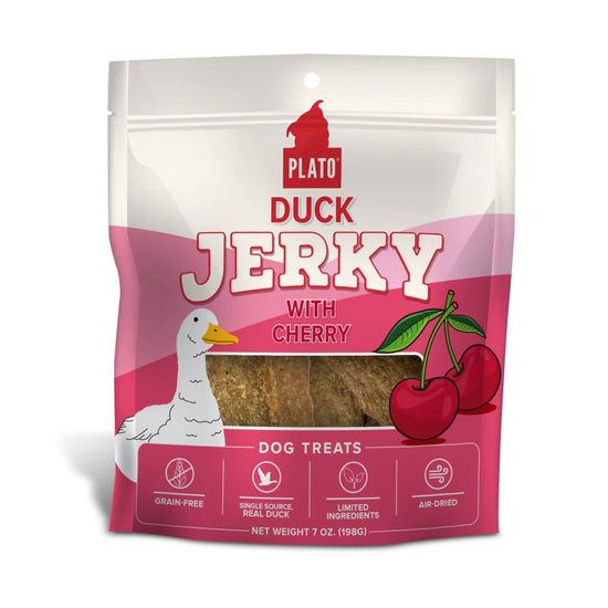 Plato Dog Jerky Duck With Cherry 7Oz for your Pet Dog with Pet Store X!