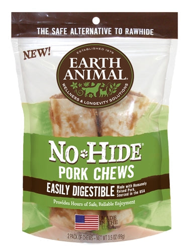 Earth Animal No Hide Pork Chews Dog Treats; 4 Inch; 2 Pack for your Pet Dog with Pet Store X!