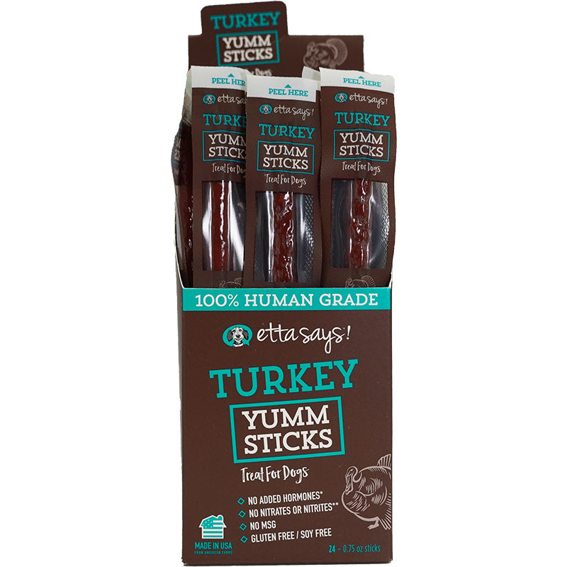 Etta Says! Turkey Yumm Sticks Dog Treat Display Box Turkey 24ea/24 ct for your Pet Dog with Pet Store X!