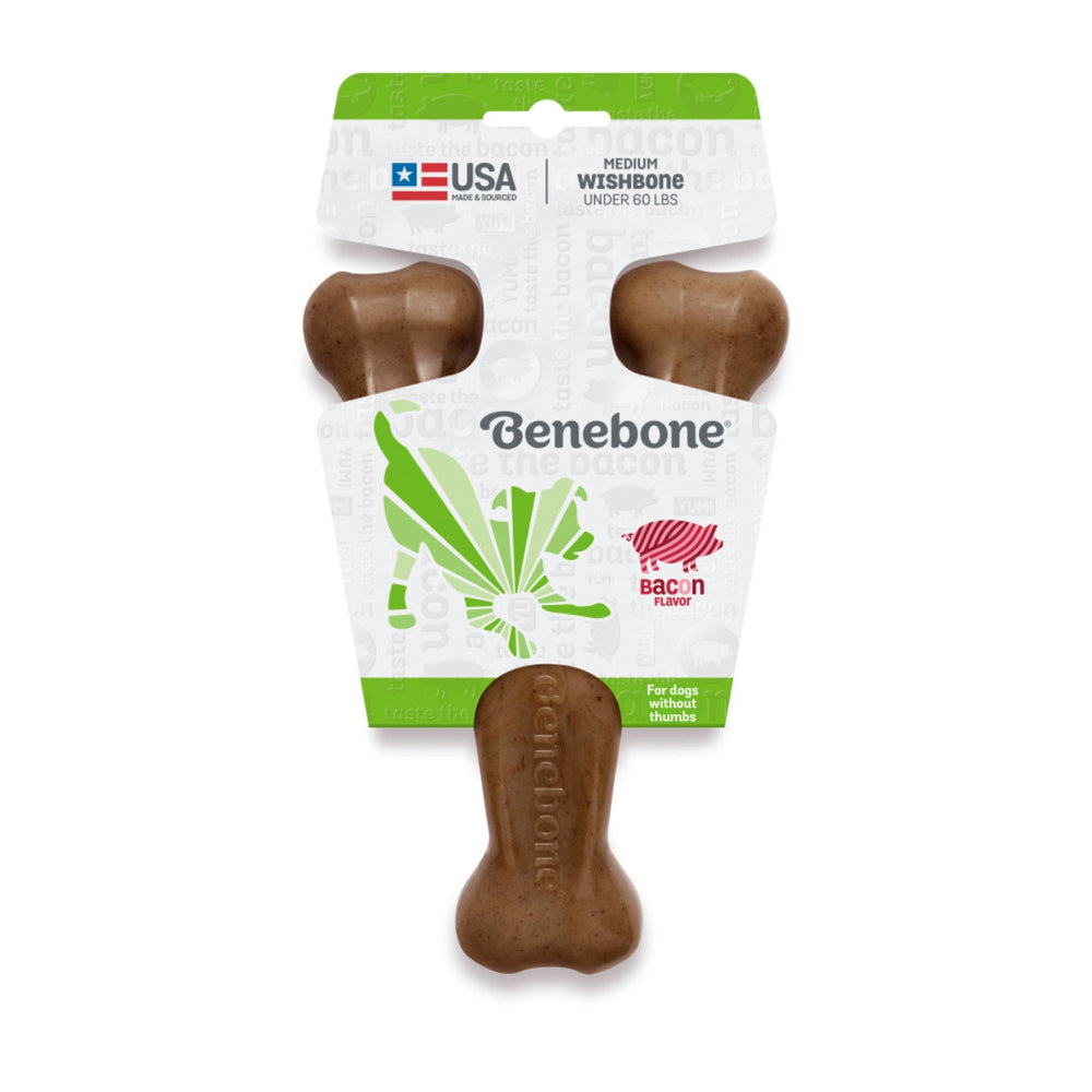 Benebone Wishbone Durable Dog Chew Toy Bacon, 1ea/MD for your Pet Dog with Pet Store X.