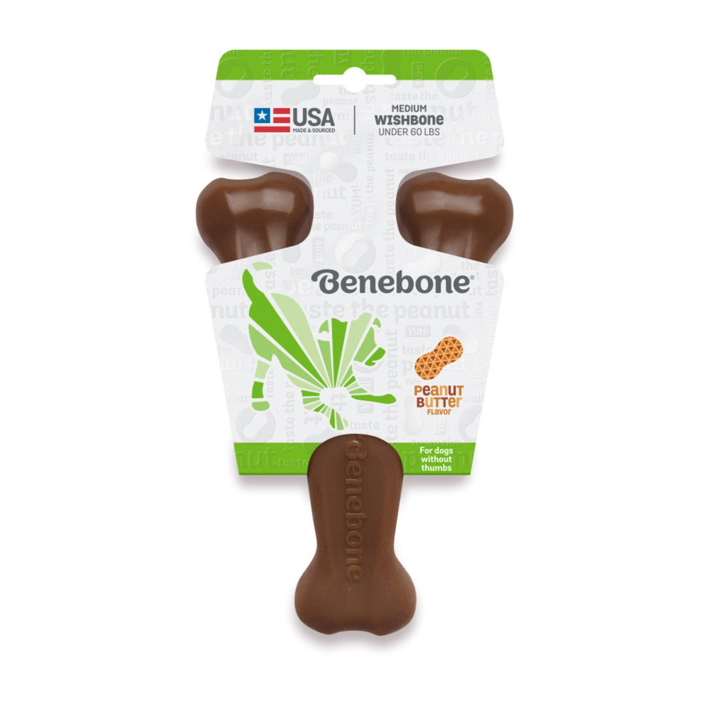 Benebone Wishbone Durable Dog Chew Toy Peanut Butter, 1ea/MD for your Pet Dog with Pet Store X.