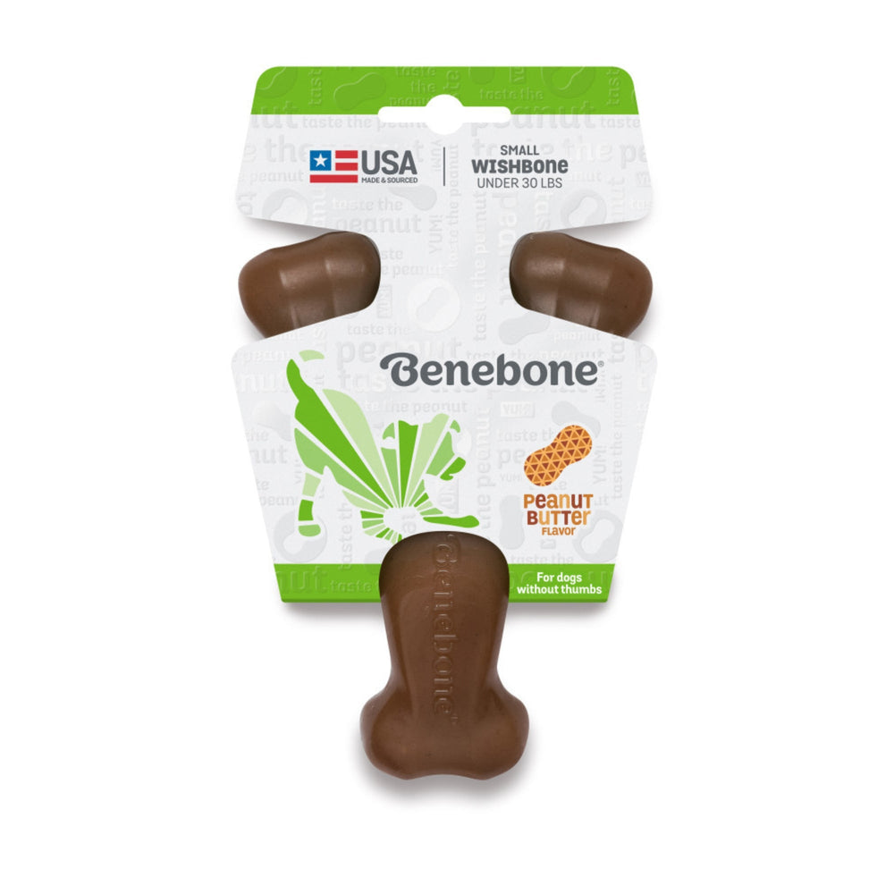 Benebone Wishbone Durable Dog Chew Toy Peanut Butter, 1ea/SM for your Pet Dog with Pet Store X.