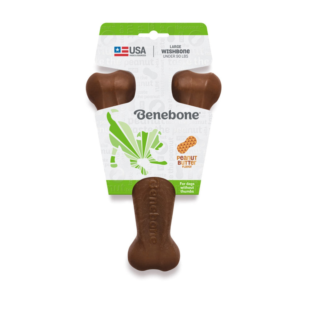 Benebone Wishbone Durable Dog Chew Toy Peanut Butter, 1ea/LG for your Pet Dog with Pet Store X.