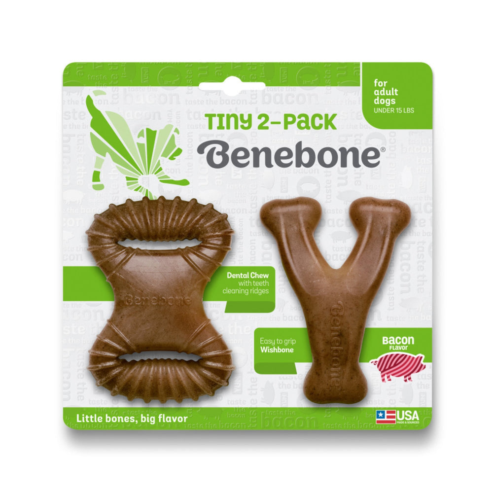 Benebone Dental Chew & Wishbone Dog Chew Toy Bacon, 1ea/XS, 2 pk for your Pet Dog with Pet Store X.