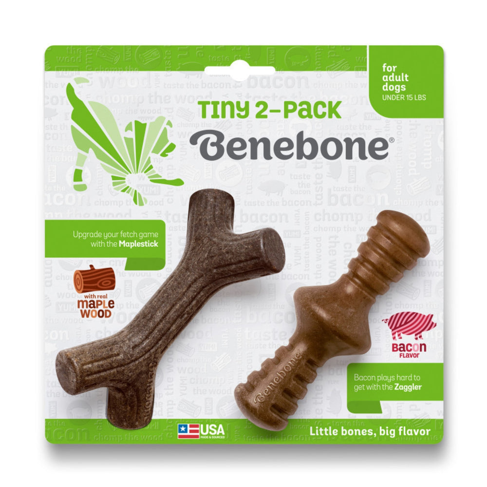 Benebone Stick & Zaggler Dog Chew Toy Maple & Bacon, 1ea/XS, 2 pk for your Pet Dog with Pet Store X.