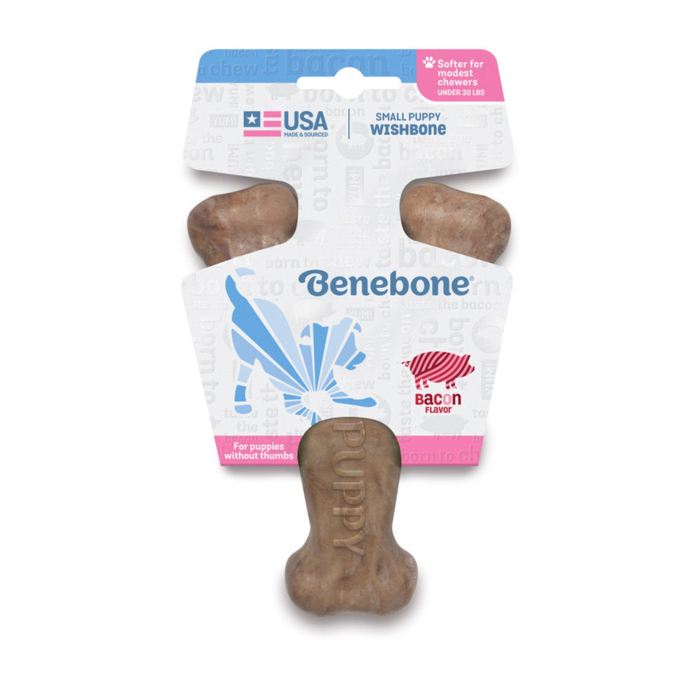 Benebone Puppy Wishbone Dog Chew Toy Bacon, 1ea/SM