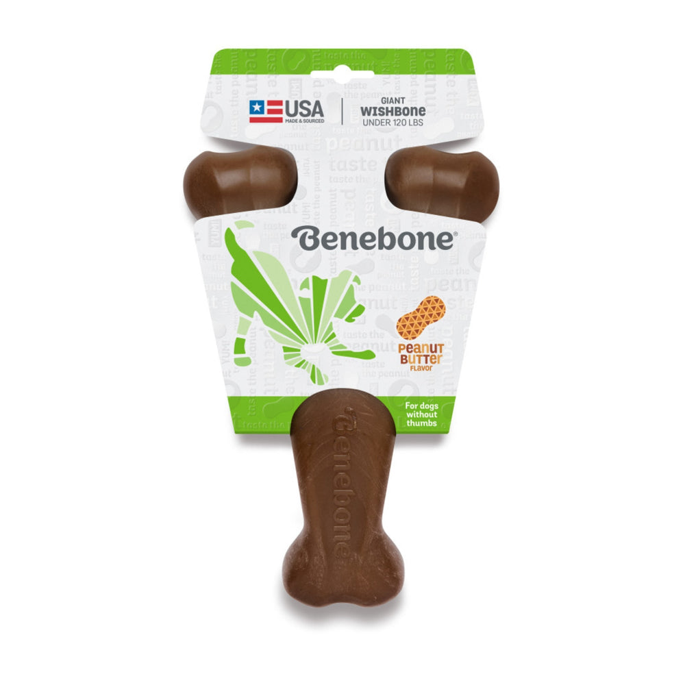 Benebone Wishbone Durable Dog Chew Toy Peanut Butter, 1ea/Giant for your Pet Dog with Pet Store X.