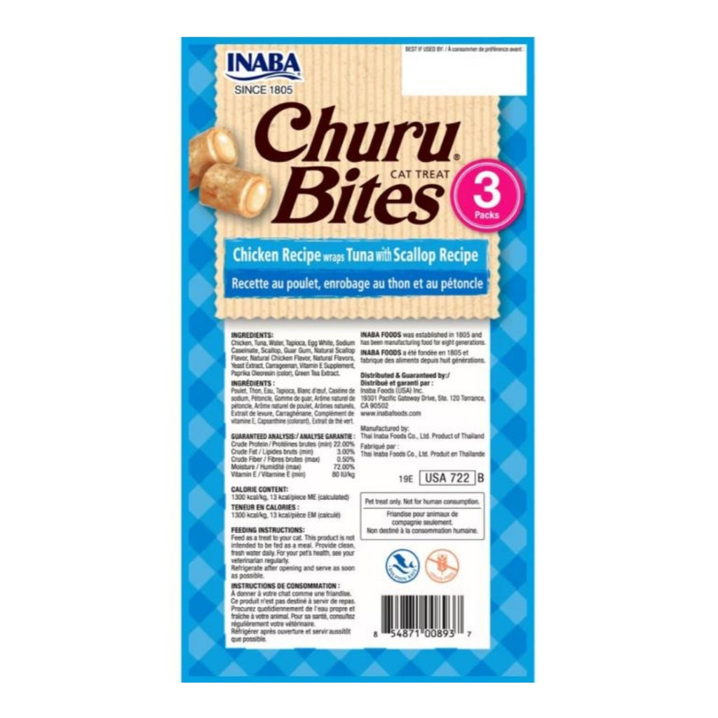 Inaba Churu Bites Cat Treats Tuna/Scallop .35oz.-3 Pk (Case of 6)