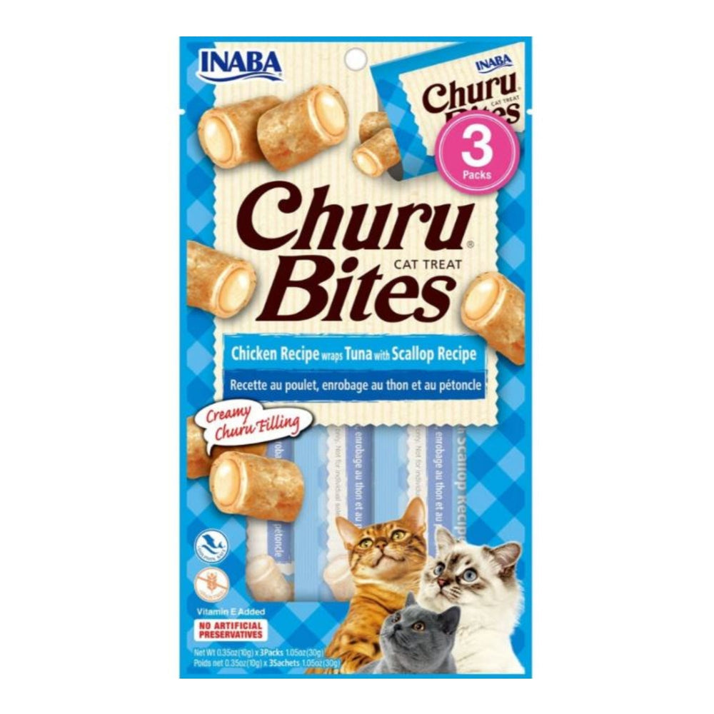 Inaba Churu Bites Cat Treats Tuna/Scallop .35oz.-3 Pk (Case of 6)