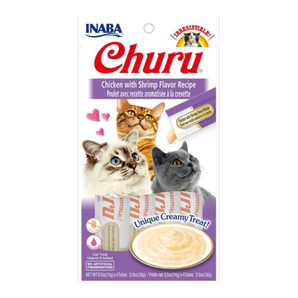 Inaba Churu Puree Cat Treats Chicken/Shrimp .5oz.-4 Pk (Case of 6)