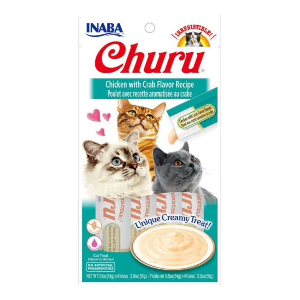 Inaba Churu Puree Cat Treats Chicken/Crab .5oz.-4 Pk (Case of 6)