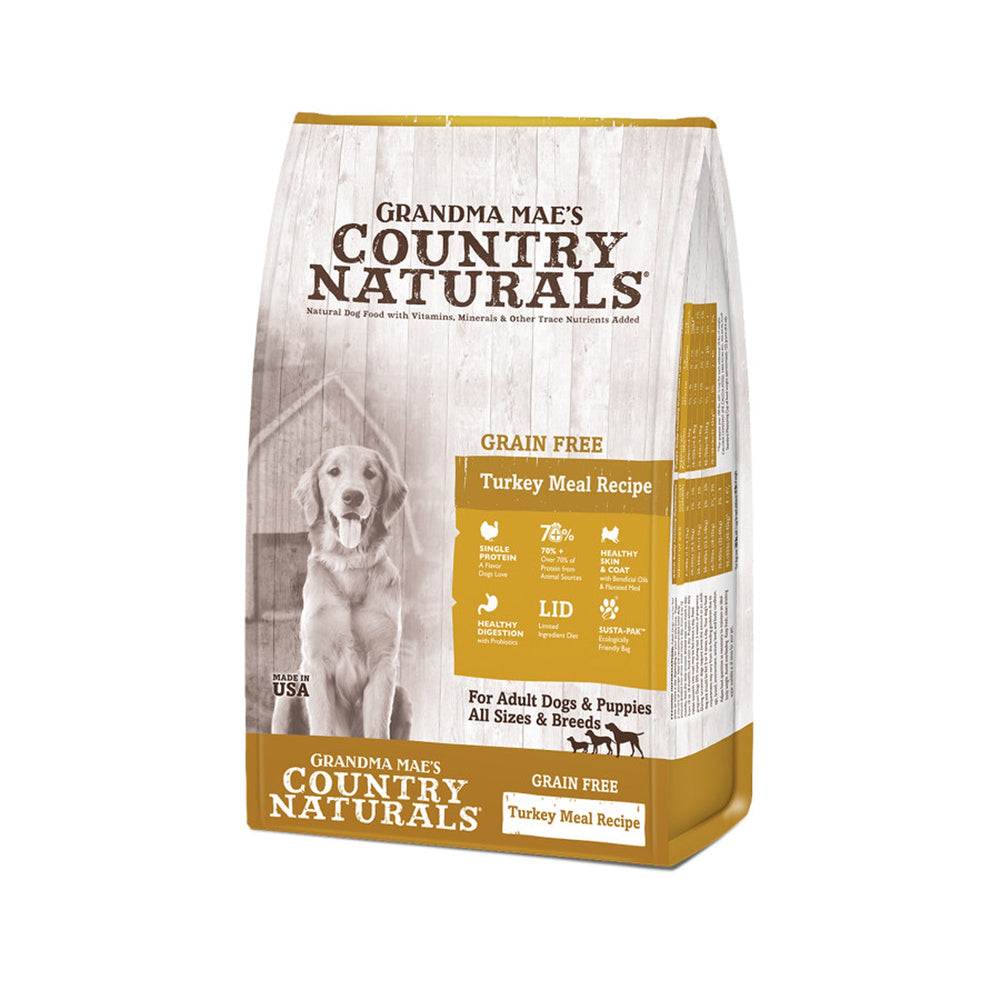 Grandma Mae's Country Naturals Grain Free LID Dry Dog Food Turkey 1ea/4 lb for your Pet Dog with Pet Store X!