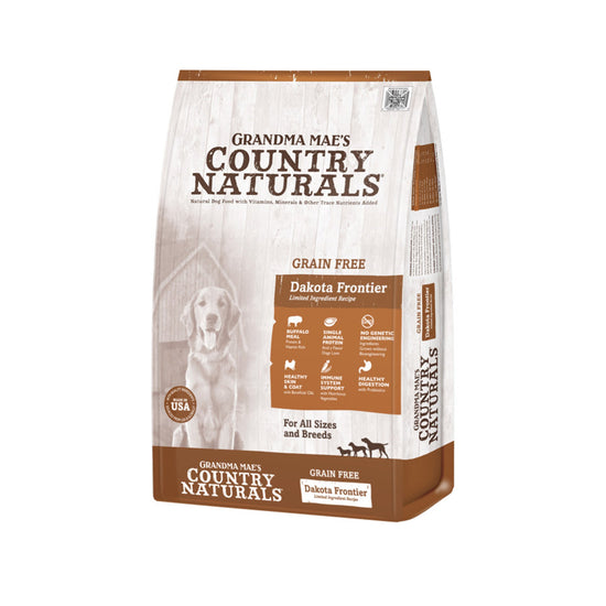 Grandma Mae's Country Naturals Grain Free Dry Dog Food Dakota Frontier Buffalo 1ea/4 lb for your Pet Dog with Pet Store X!