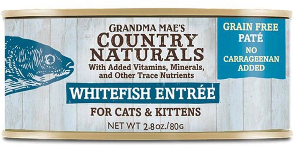 Grandma Mae's Country Naturals Grain Free Pate Wet Cat & Kitten Food Whitefish 24ea/2.8 oz, 24 pk