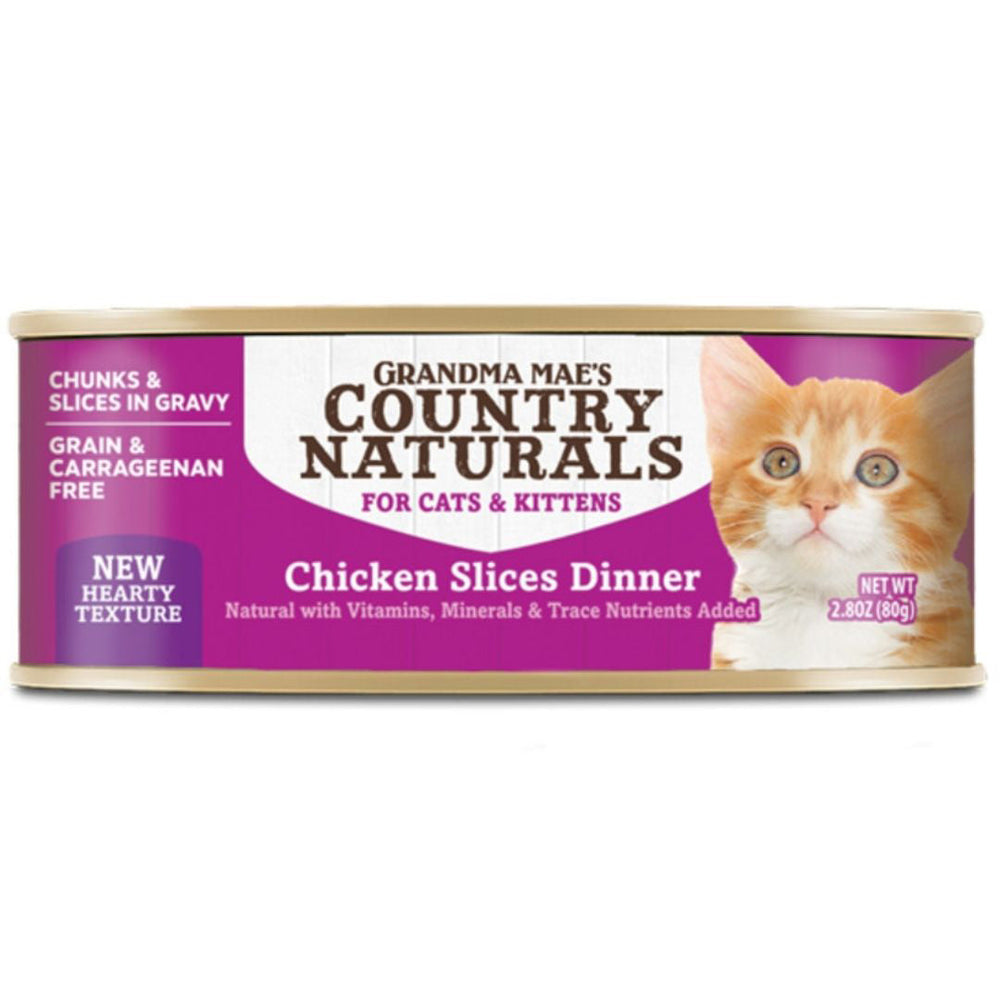 Grandma Mae's Country Naturals Slices in Gravy Dinner Canned Cat Food Chicken Slices 24ea/2.8 oz