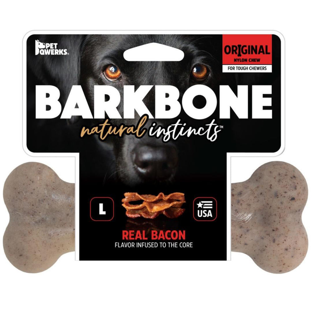 Pet Qwerks Barkbone Natural Instincts Original Nylon Dog Chew Bacon 1ea/LG