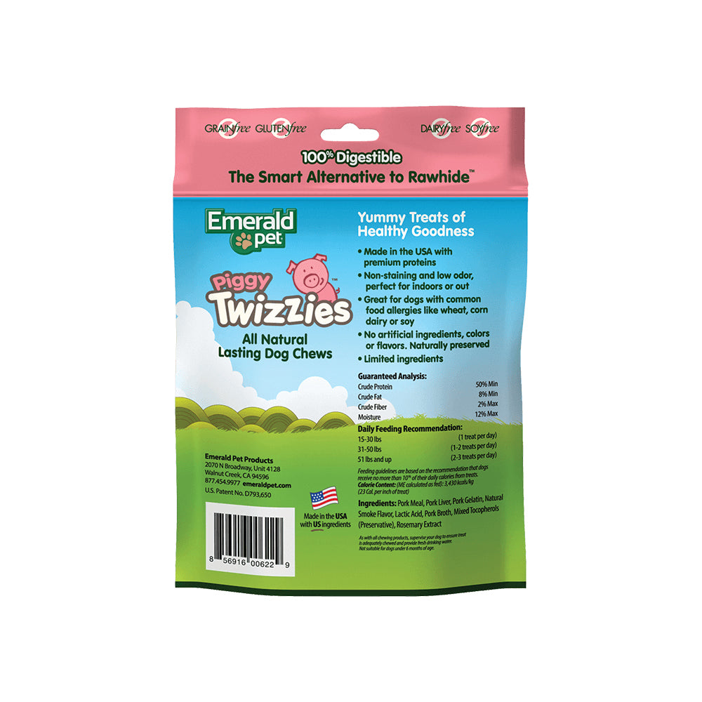 Emerald Pet Piggy Twizzies Dog Treat Pork 1ea/6 in, 6 pk, 8 oz