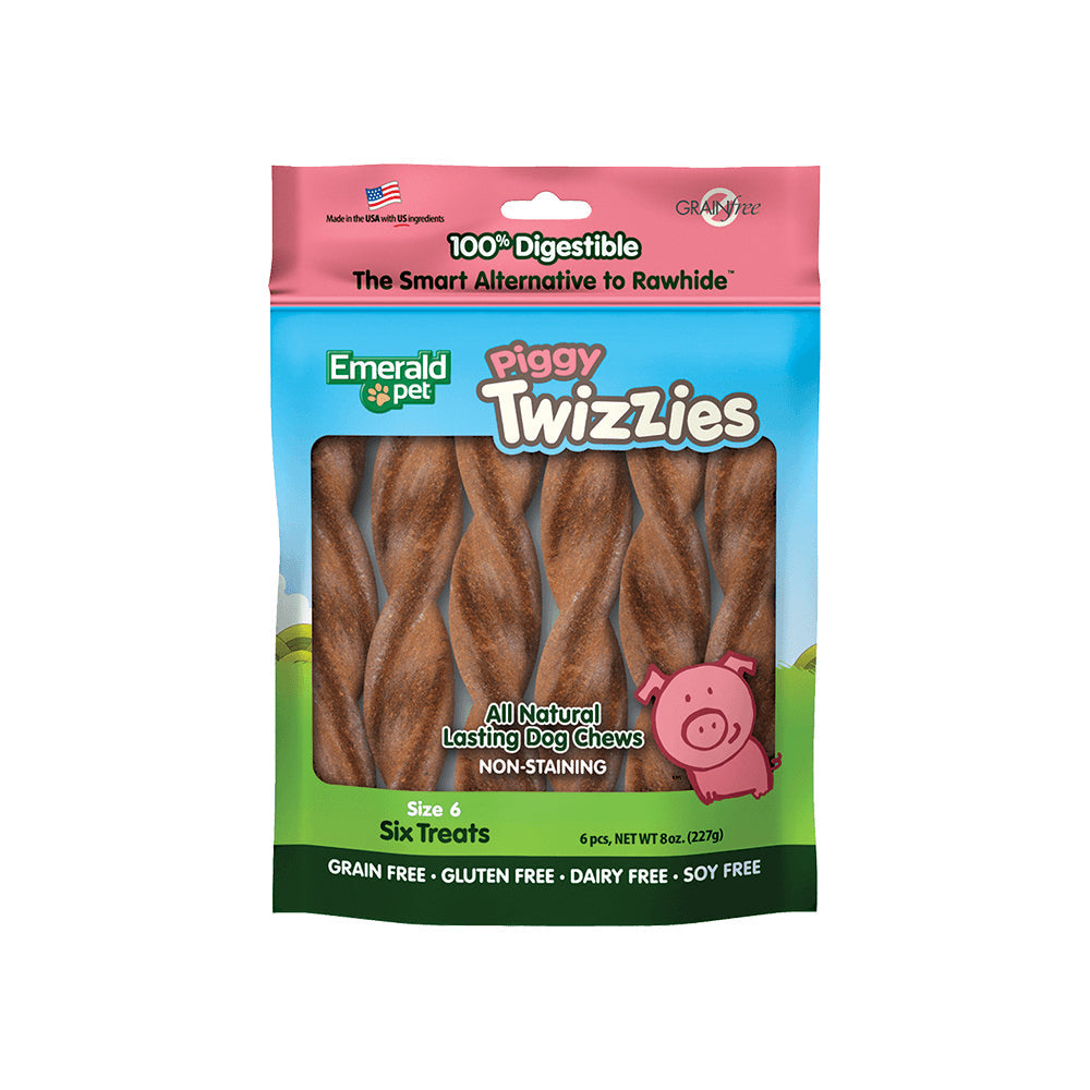 Emerald Pet Piggy Twizzies Dog Treat Pork 1ea/6 in, 6 pk, 8 oz for your Pet Dog with Pet Store X!