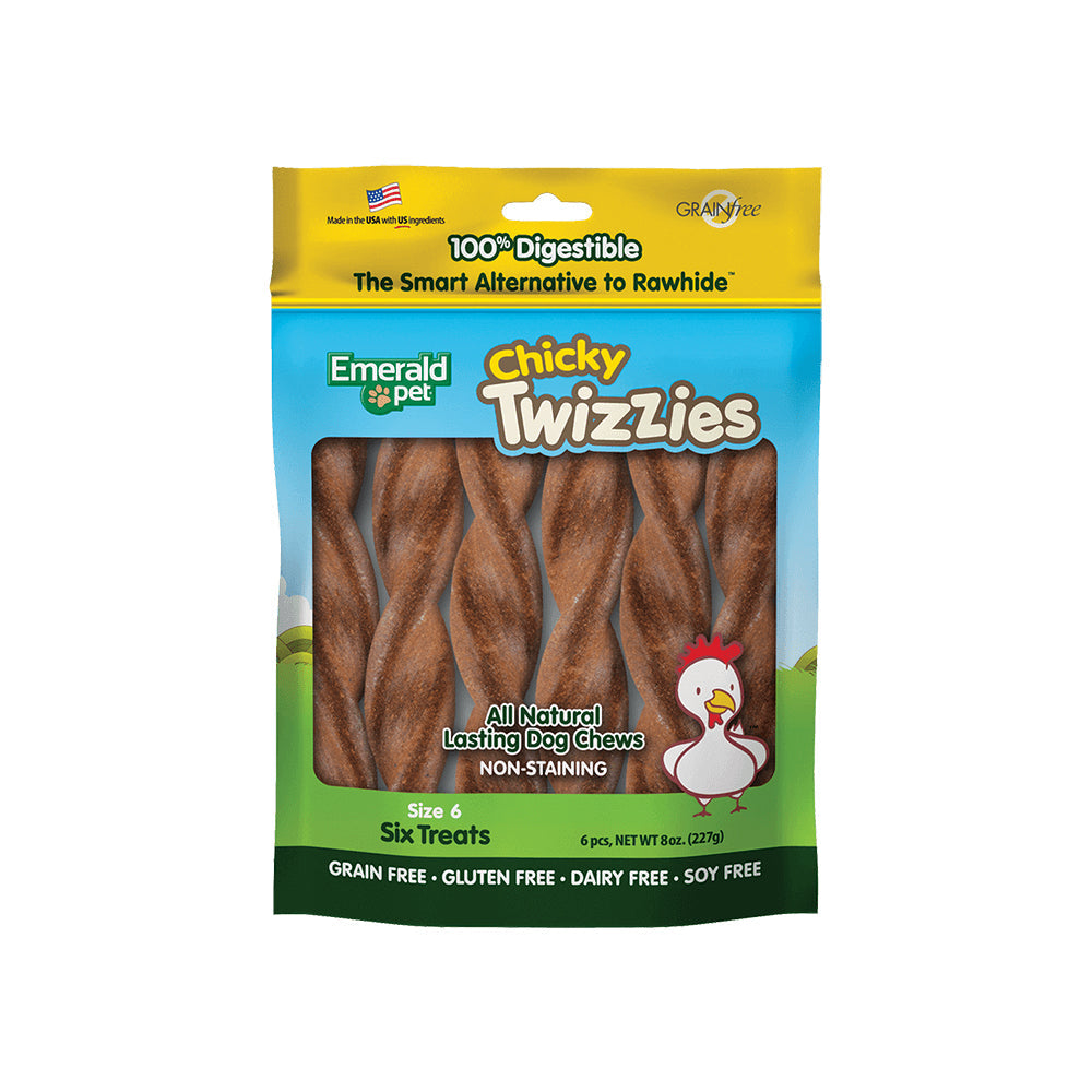 Emerald Pet Chicky Twizzies Dog Treat Chicken 1ea/6 in, 6 pk, 8 oz for your Pet Dog with Pet Store X!