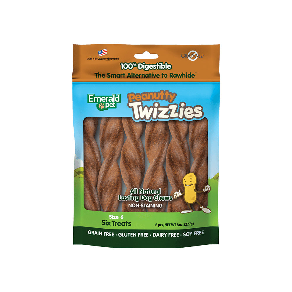 Emerald Pet Peanutty Twizzies Dog Treat Peanut Butter 1ea/6 in, 6 pk, 8 oz for your Pet Dog with Pet Store X!