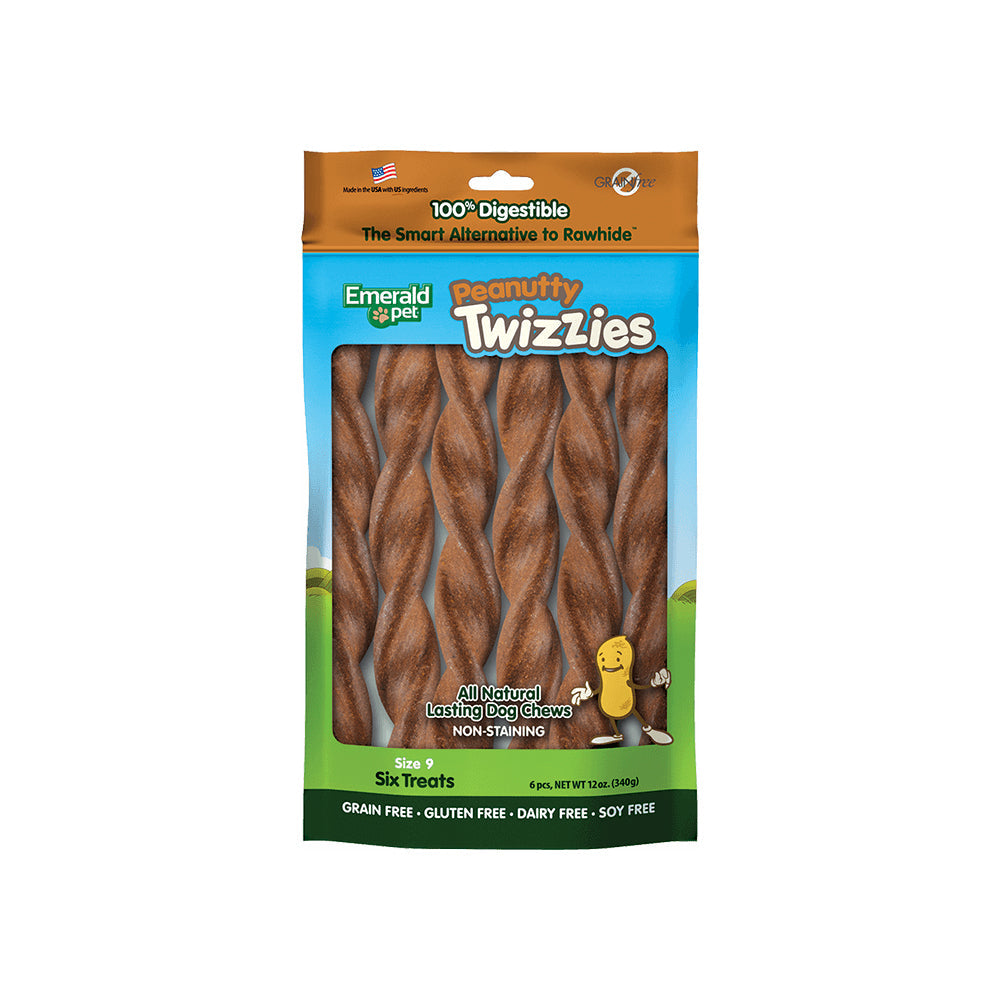 Emerald Pet Peanutty Twizzies Dog Treat Peanut Butter 1ea/9 in, 6 pk, 12 oz