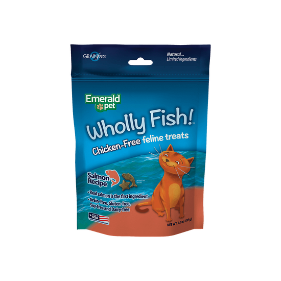 Emerald Pet Wholly Fish! Crunchy Cat Treats Salmon 1ea/3 oz for your Pet Cat with Pet Store X!