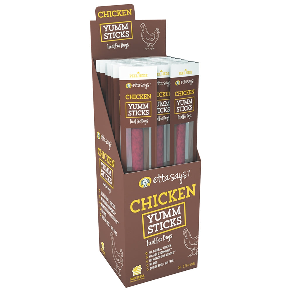 Etta Says! Chicken Yumm Sticks Dog Treat Display Box Chicken 24ea/24 ct for your Pet Dog with Pet Store X!