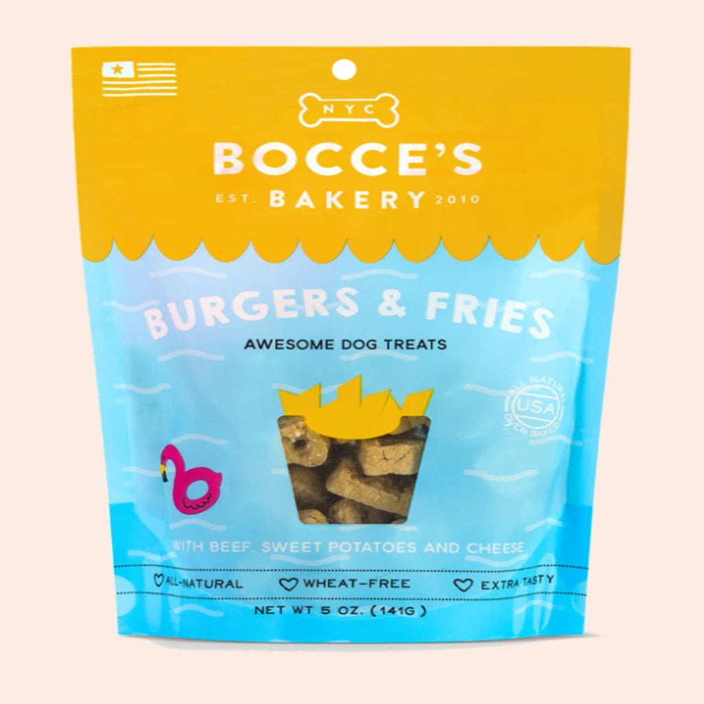 Bocce's Bakery Dog Biscuits Burgers And Fries 5oz.