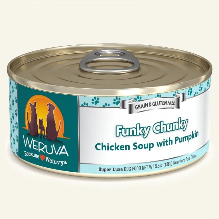 Weruva Dog Funky Chunky Chicken Soup with Pumpkin 55oz (Case of 24) for your Pet Dog with Pet Store X!