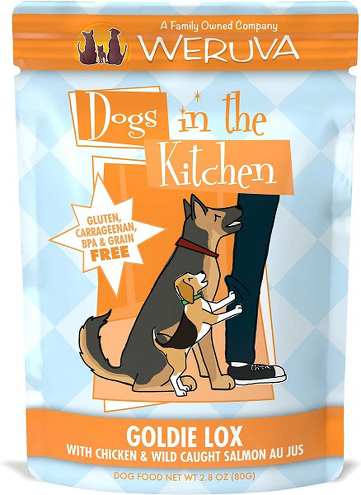 Dogs In The Kitchen Dog Goldie Lox With Chicken & Wild-Caught Salmon Au Jus 28oz Pouch (Case of 12) for your Pet Dog with Pet Store X!