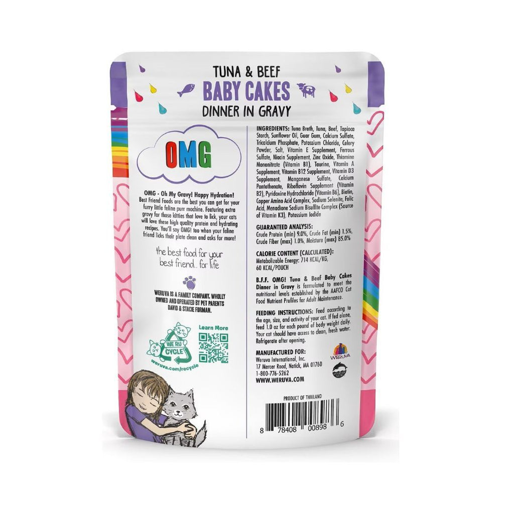 BFF Cat Omg Baby Cakes Tuna and Beef Dinner in Gravy 3oz. Pouch (Case of 12)