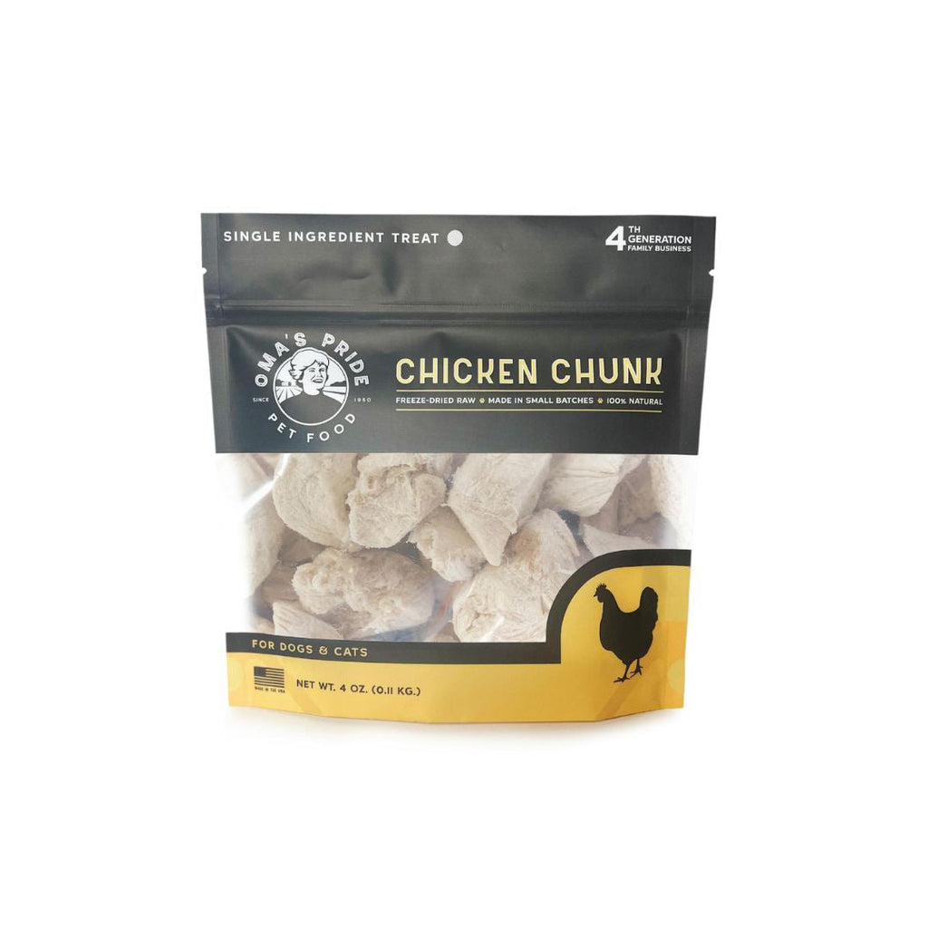 Omas Pride Dog Cat Freeze Dried Chicken Breast Chunks 4oz.