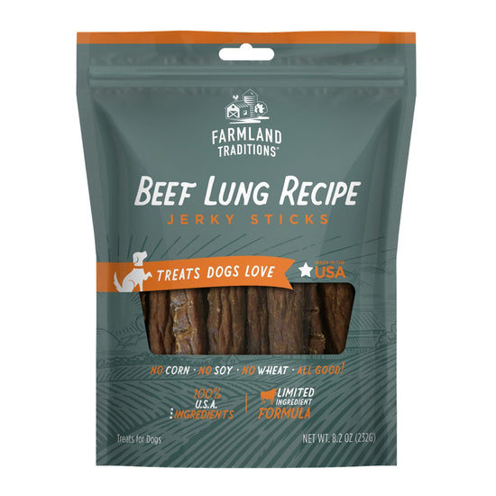 Farmland Traditions Simple Snacks Beef Lung Jerky Sticks Dog Treats 1ea/82oz for your Pet Dog with Pet Store X!