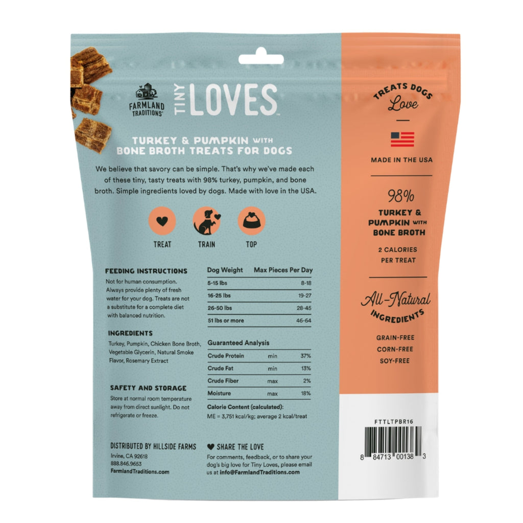 Farmland Traditions Tiny Loves Turkey and Pumpkin w/Bone Broth Dog Treats 1ea/16oz.