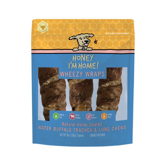 Honey I'm Home Dog Buffalo Trachea Wrapped In Lung 6 Inch 4 Pack for your Pet Dog with Pet Store X!