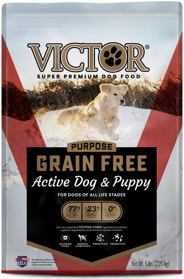 Victor Super Premium Dog Food Purpose Grain Free Active Dog & Puppy Dry Dog Food Beef 1ea/5 lb for your Pet Dog with Pet Store X!