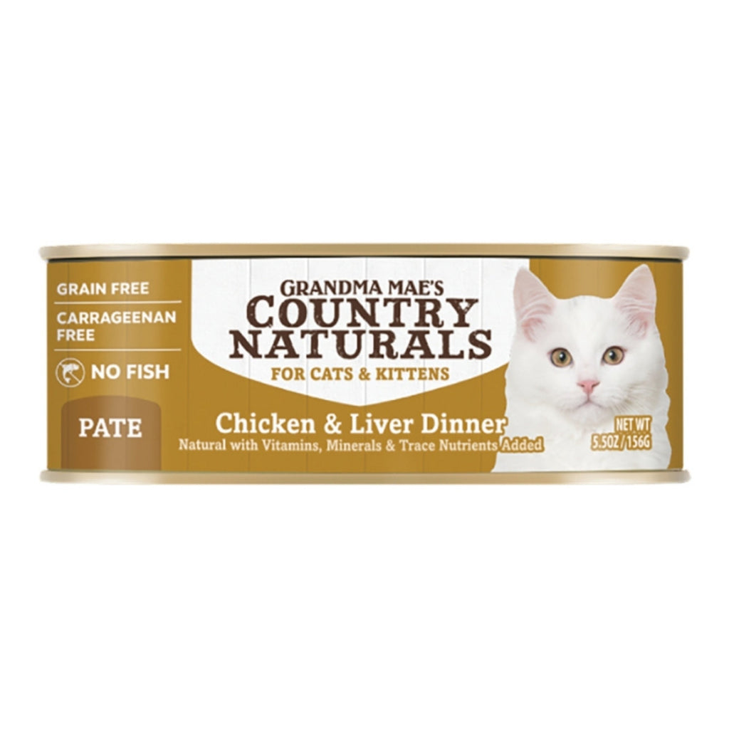 Grandma Mae's Country Naturals Grain Free Pate Wet Cat & Kitten Food Chicken & Liver 24ea/5.5 oz, 24 pk