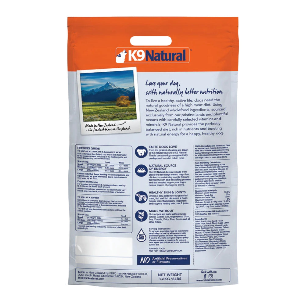 K9 Natural Dog Freeze-Dried Lamb 8Lb