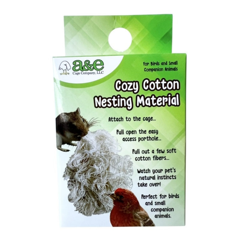 A & E Cages Cozy Cotton Nesting Material for Small Animal & Companion Bird 1ea/One Size for your Pet Bird with Pet Store X!