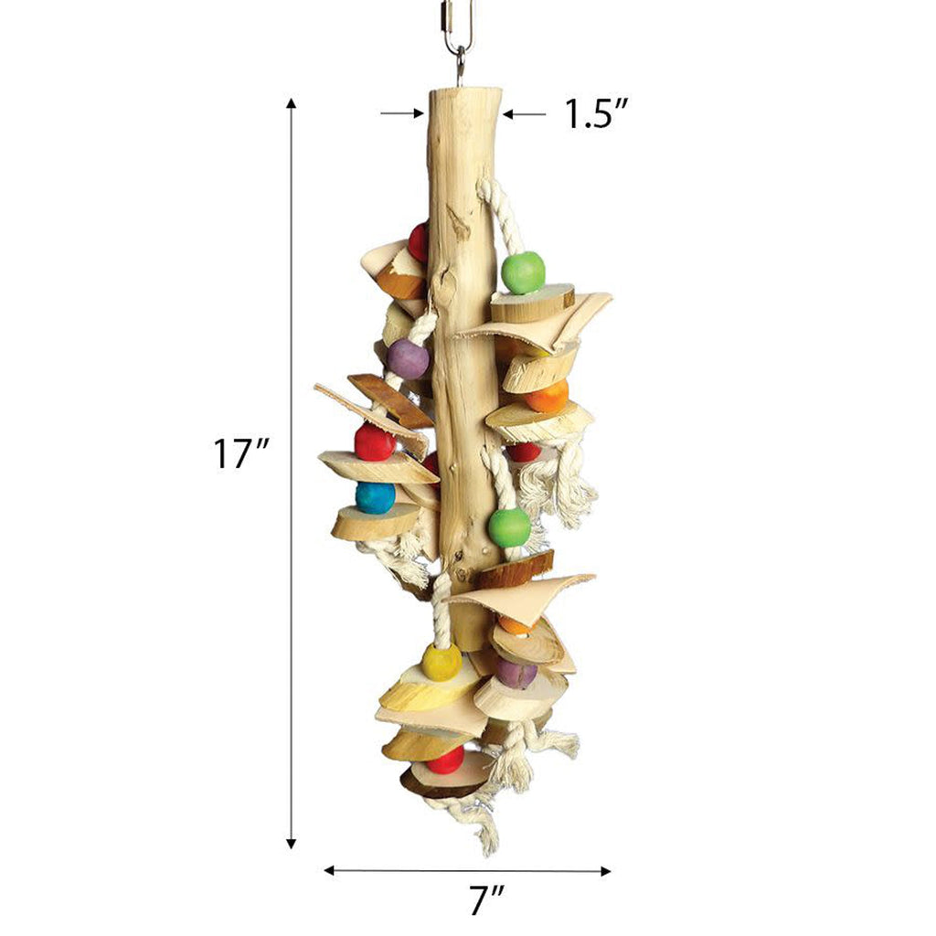 A & E Cages Happy Beaks Real Wood with Hanging Wood Cylinders Bird Toy 7in x 7in x 17in - Pet Store X