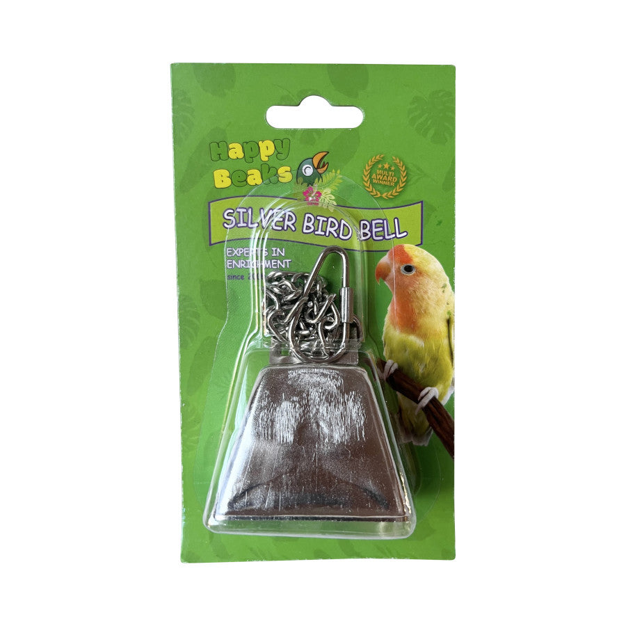 A & E Cages Happy Beaks Silver Bird Bell on Chain Bird Toy 1ea/LG for your Pet Bird with Pet Store X!