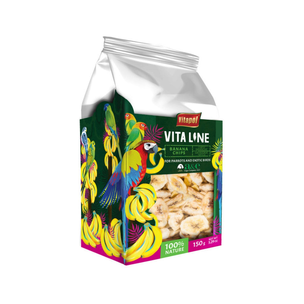 A & E Cages Vitapol Vita Line Banana Chips for Parrots & Exotic Birds 1ea/SM/MD - Pet Store X