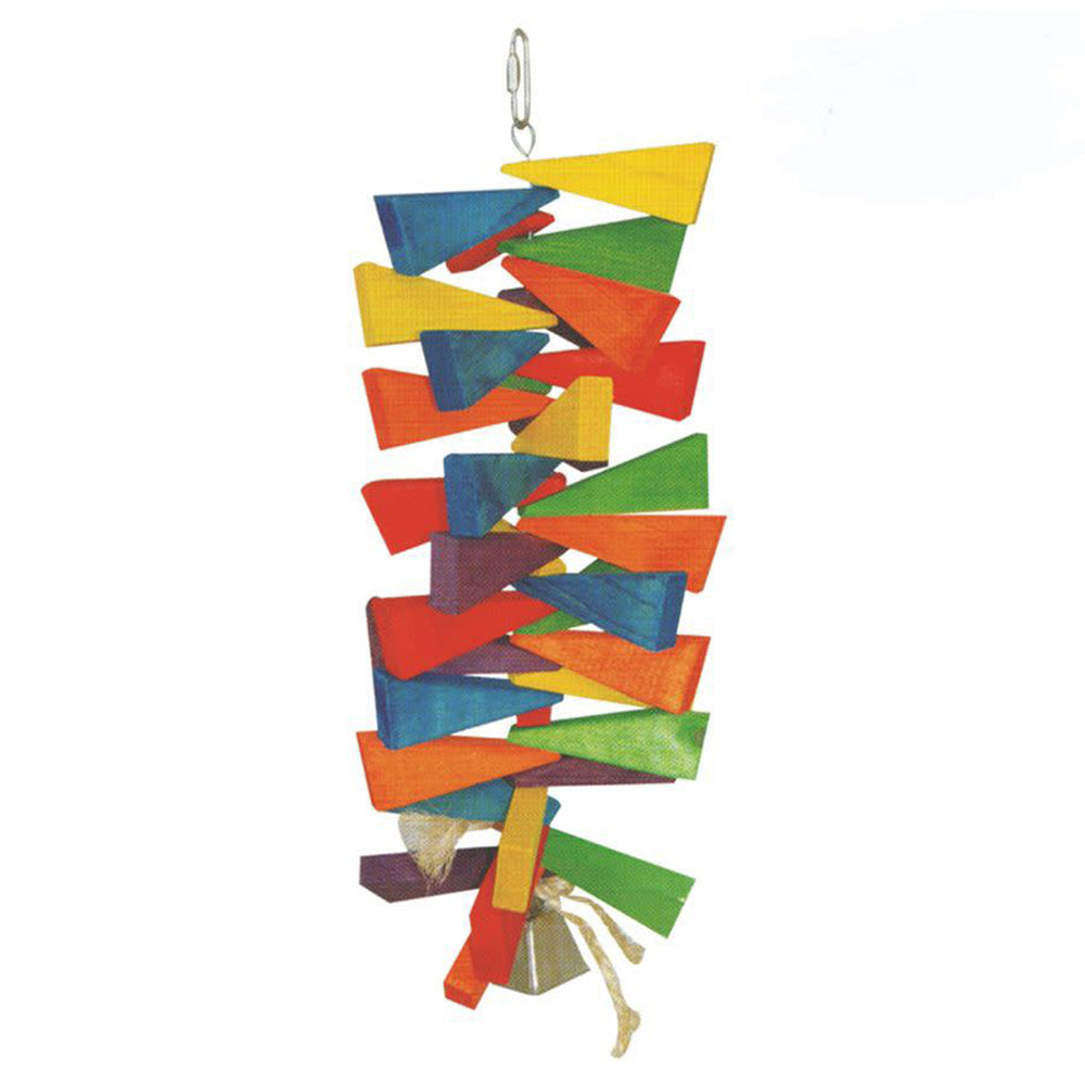 A and E Cages Happy Beaks Wooden Wedges w- Bell Bird Toy LG - Pet Store X