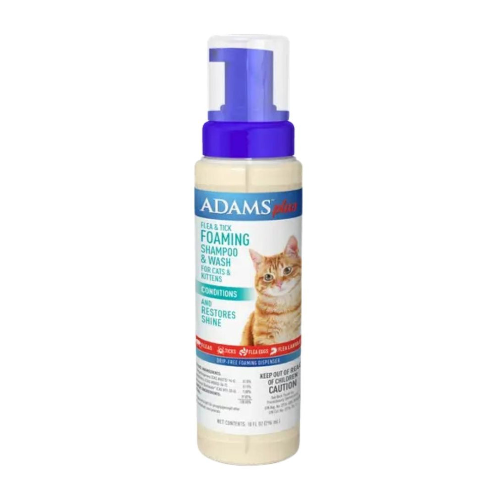 Adams Plus Flea & Tick Foaming Shampoo & Wash for Cats & Kittens 1ea/10 fl oz. - Pet Store X