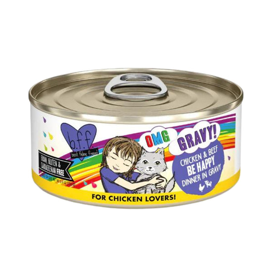 BFF Cat Omg Chicken and Beef Be Happy Dinner in Gravy 55oz (Case of 8) for your Pet Cat with Pet Store X!