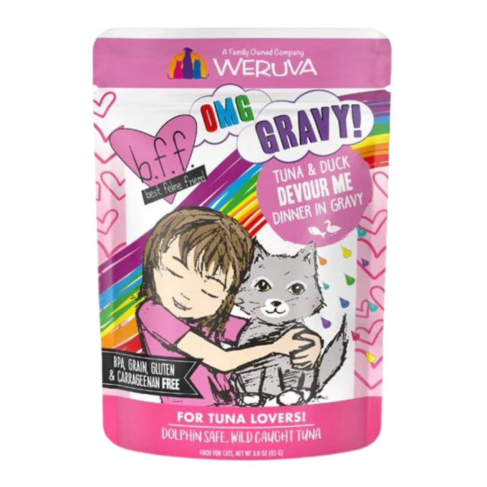 BFF Cat Omg Tuna & Duck Devour Me Dinner in Gravy 3oz (Case of 12) for your Pet Cat with Pet Store X!