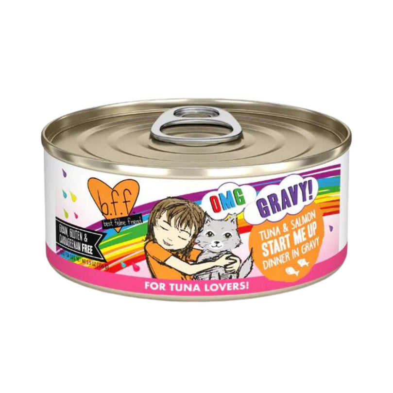 BFF Cat Omg Tuna and Salmon Start Me Up Dinner in Gravy 55oz (Case of 8) for your Pet Cat with Pet Store X!